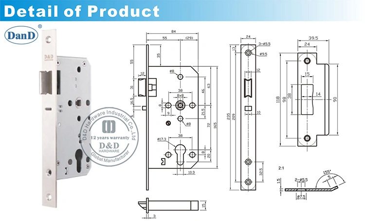 Euro SUS304 Building Hardware Classroom Commercial Door Accessories Lock Key